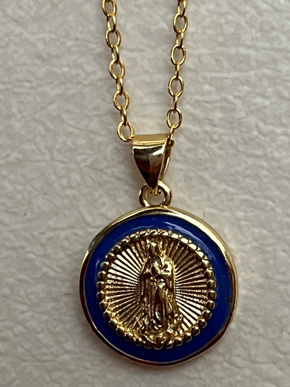 Colgante Virgen azul S Oro