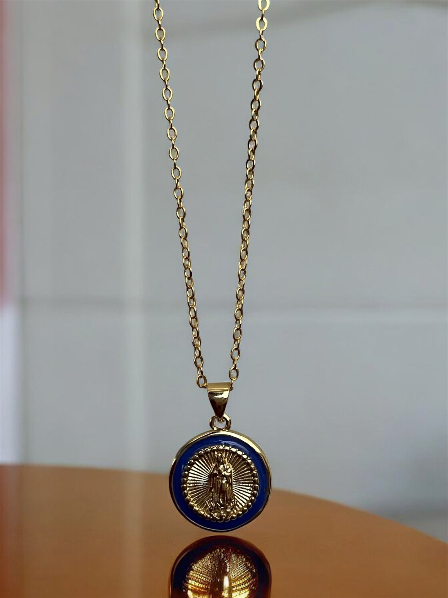 Colgante Virgen azul S Oro