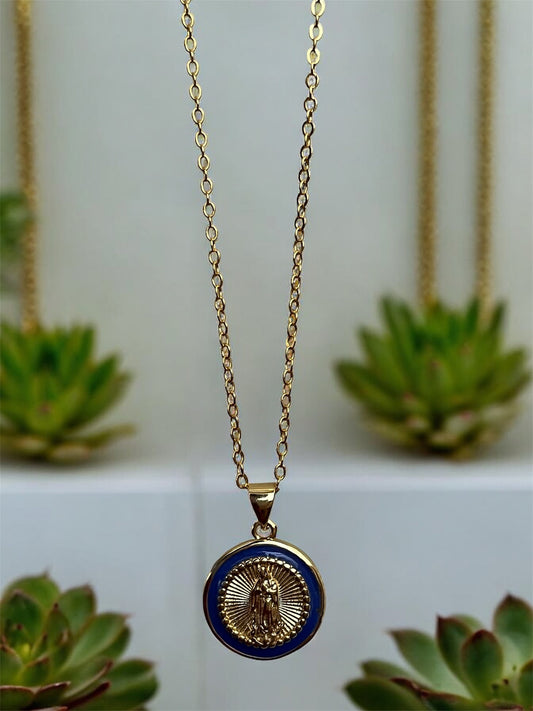 Colgante Virgen azul S Oro